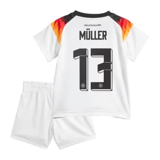 Otroški Nogometni dresi Nemčija Domači Euro 2024 bela Kratek Rokav Thomas Muller 13