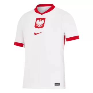 Poceni Moški Nogometni dresi Poljska Domači Euro 2024 bela Kratek Rokav