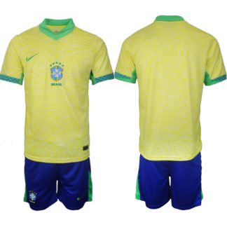 Po Naročilu Moški Nogometni dresi Brazilija Domači Copa America 2024 Kratek Rokav + Kratke hlače