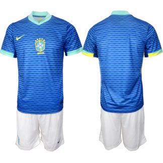 Po Naročilu Moški Nogometni dresi Brazilija Gostujoči Copa America 2024 rumena Kratek Rokav + bela Kratke hlače