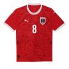 Poceni Moški Nogometni dresi Avstrija Domači Euro 2024 rdeča Kratek Rokav David Alaba 8-1