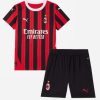 Otroški Nogometni Dresi Kompleti za otroke AC Milan Domači 2024-25 rdeča črna