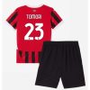 Otroški Nogometni Dresi Kompleti za otroke AC Milan Domači 2024-25 rdeča črna Fikayo Tomori 23