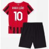 Otroški Nogometni Dresi Kompleti za otroke AC Milan Domači 2024-25 rdeča črna Rafael Leao 10