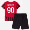 Otroški Nogometni Dresi Kompleti za otroke AC Milan Domači 2024-25 rdeča črna Tammy Abraham 90