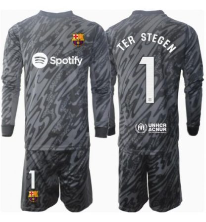 Otroški Nogometni Dresi Kompleti Barcelona Vratar Tretji 2024-25 Ter Stegen 1