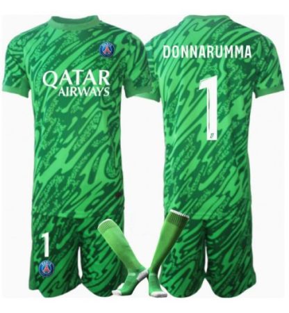 Otroški Nogometni Dresi Kompleti Paris Saint-Germain PSG Vratar Domači 2024-25 zelena Gianluigi Donnarumma 1