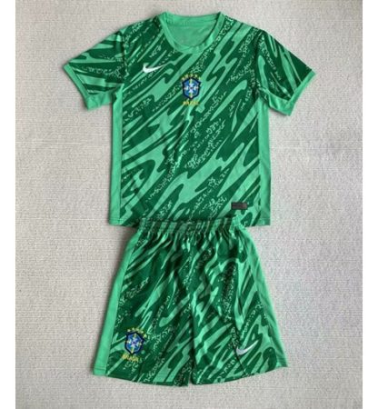 Otroški Nogometni dresi Brazilija Vratar Domači Copa America 2024 zelena