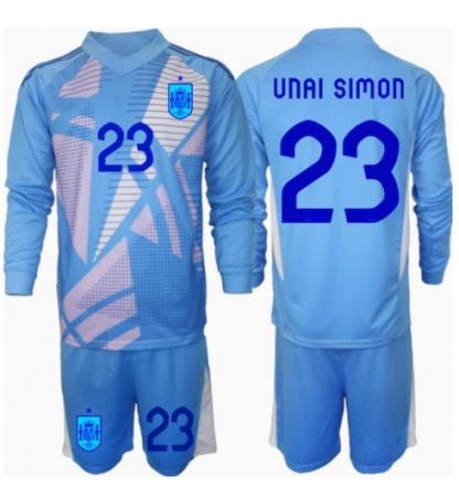 Otroški Nogometni dresi kompleti za otroke Španija Vratar Domači EP 2024 Unai Simon 23