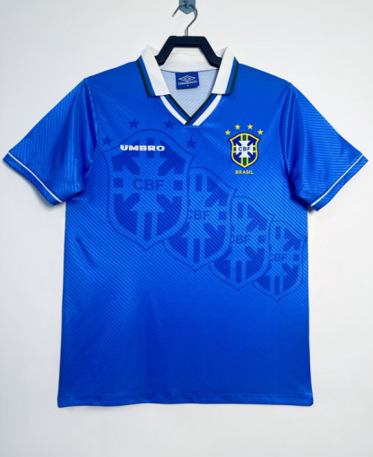 Retro Nogometni dresi Brazilija Gostujoči 1996 modra Kratek Rokav