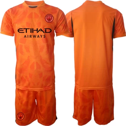 Otroški Nogometni dresi za otroke Manchester City Vratar 2024-25 oranžna