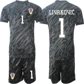 Otroške Dresi reprezentance Hrvaška Vratar 2024-25 črna Dominik Livakovic 1