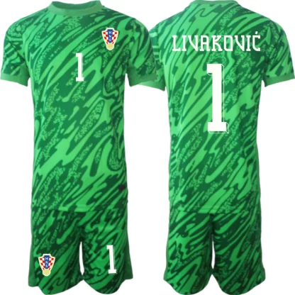 Otroške Dresi za tekmovanja Hrvaška Vratar 2024-25 zelena Dominik Livakovic 1