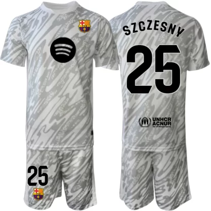 Otroški Nogometni Dresi za nogometaše Barcelona Vratar 2024-25 SZCZESNY siva