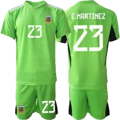 Otroški Nogometni dresi za otroke Argentina 2025-26 zelena Emiliano Martinez 23