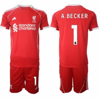 Moški Nogometni dresi kompleti Liverpool Domači 25-26 Alisson Becker rdeča