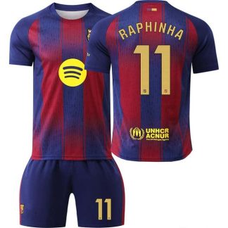 Otroški Nogometni Dres komplet FC Barcelona Domači 2025-26 Raphinha Belloli 11