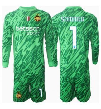 Otroški Nogometni dresi Inter Milan Vratar Domači 2024-25 Yann Sommer zelena