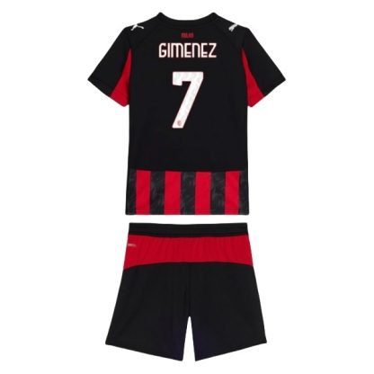 Otroški Nogometni Dresi komplet AC Milan Domači 2025/26 Santiago Giménez 7