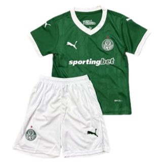 Otroški Nogometni dresi SE Palmeiras Domači 2025-26 zeleno bela