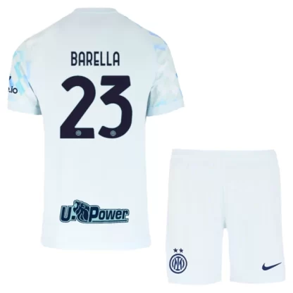 Otroški Nogometni dres Komplet Inter Milan Gostujoči 2025-26 Nicolo Barella 23