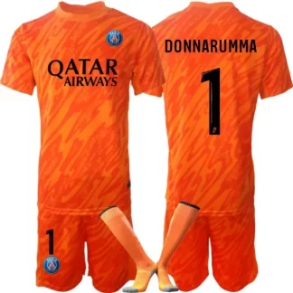 Otroški Nogometni Dresi Kompleti Paris Saint-Germain PSG Vratar 2024-25 Gianluigi Donnarumma 1 oranžna