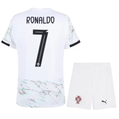 Otroški Nogometni dresi kompleti Portugalska Gostujoči 2025-26 Cristiano Ronaldo 7