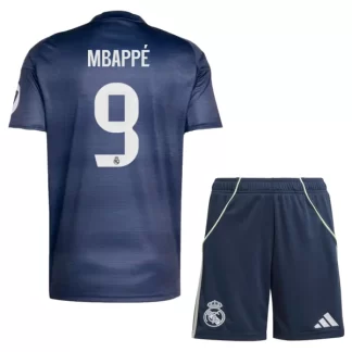 Otroški Nogometni dresi kompleti Real Madrid Gostujoči 2025-26 Kylian Mbappé 9