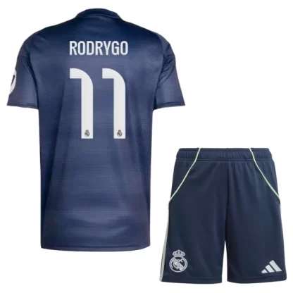 Otroški Nogometni dresi kompleti Real Madrid Gostujoči 2025-26 Rodrygo Goes 11