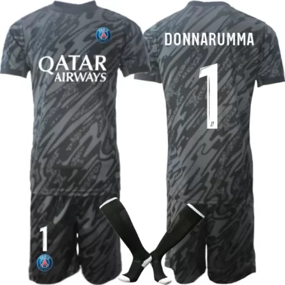 Poceni Otroški Nogometni Dresi Kompleti PSG Vratar 2024-25 črna Gianluigi Donnarumma