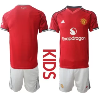 Otroški dresi Manchester United za otroke Domači 2025-26 z lastnim tiskom
