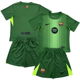 Otroški nogometni dresi Barcelona Vratar 2025-26 zelena Kratek Rokav (+ Kratke hlače)