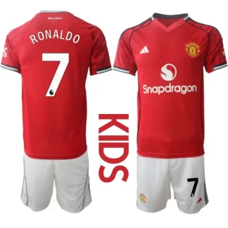 Otroški Nogometni dresi komplet Manchester United Domači 2025-26 Cristiano Ronaldo 7