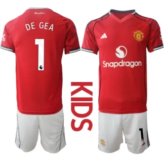 Otroški Nogometni dresi komplet Manchester United Domači 2025-26 David de Gea 1