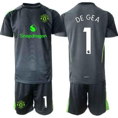 Otroški Nogometni dresi komplet Manchester United Vratar 2025-26 črna David de Gea 1