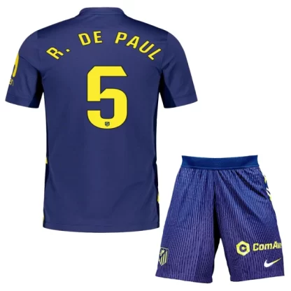 Otroški Nogometni Dresi kompleti Atletico Madrid Gostujoči 2025-26 Rodrigo De Paul 5