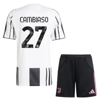 Otroški Nogometni Dresi kompleti Juventus Domači 2025-26 Andrea Cambiaso 27