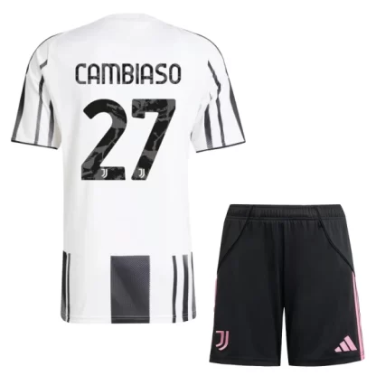 Otroški Nogometni Dresi kompleti Juventus Domači 2025-26 Andrea Cambiaso 27