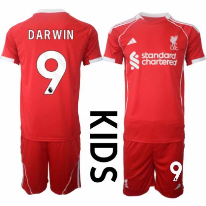 Otroški Nogometni dresi kompleti Liverpool Domači 2025-26 Darwin Núñez 9