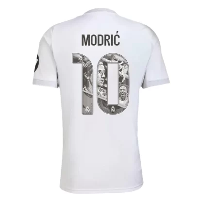 Otroški Nogometni dresi kompleti Real Madrid Domači 2025-26 bela Luka Modric 10-1