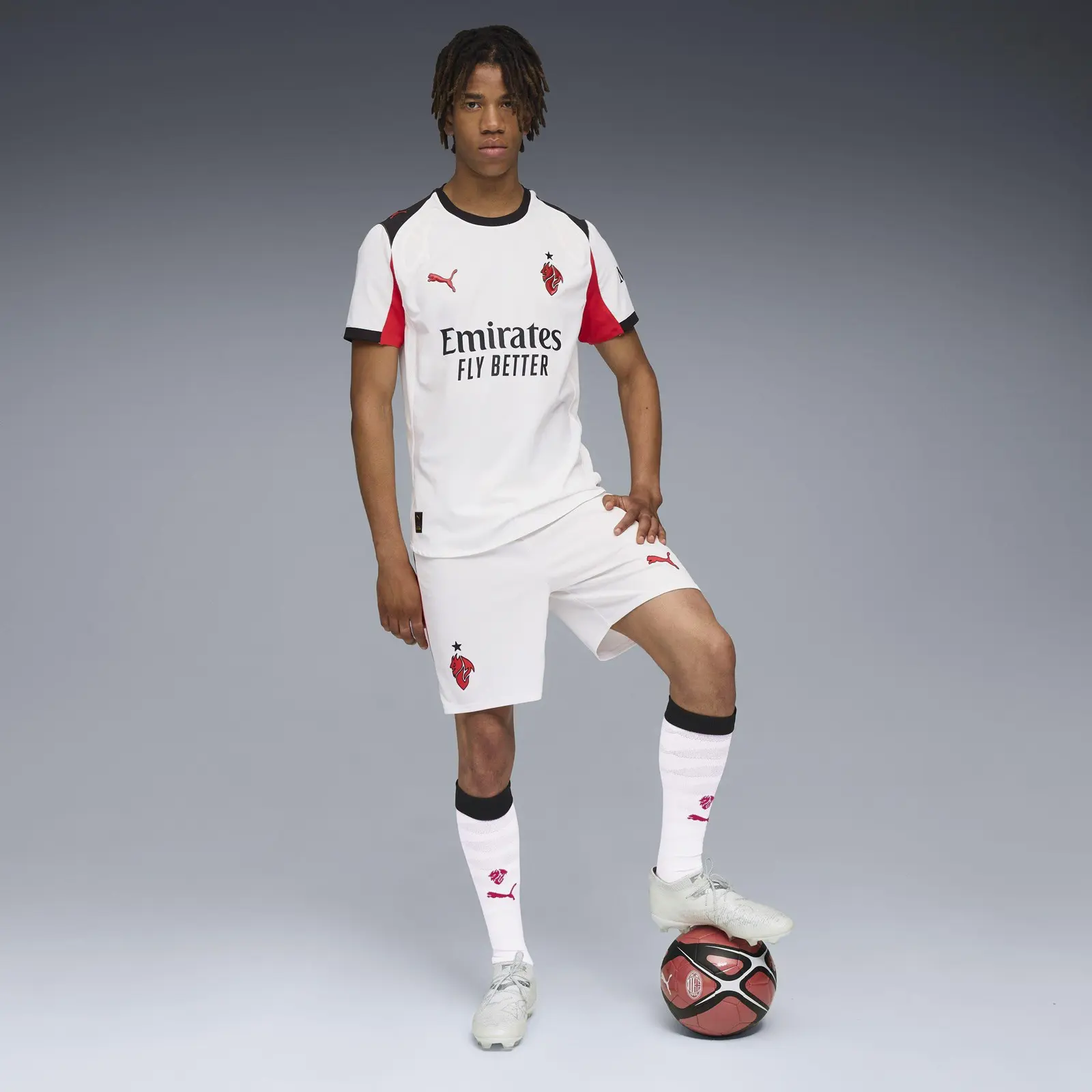 Poceni Moški Nogometni Dresi AC Milan Gostujoči 2025-26 bela-3