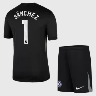 Poceni Otroški Nogometni dresi Chelsea Vratar 2025-26 črna Robert Sanchez 1