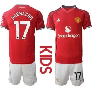 Poceni Otroški Nogometni dresi Manchester United Domači 2025-26 Alejandro Garnacho 17