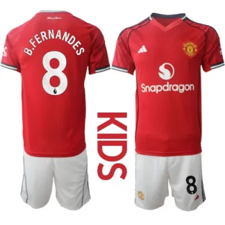 Poceni Otroški Nogometni dresi Manchester United Domači 2025-26 Bruno Fernandes 8