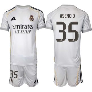 Bela Nogometni dresi Kompleti Real Madrid Domači 2025-26 Raúl Asencio 35