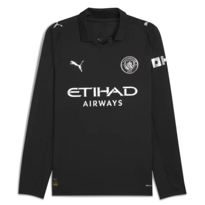 Moški Nogometni dresi Črna Manchester City Gostujoči 2025-26 Dolgi Rokav