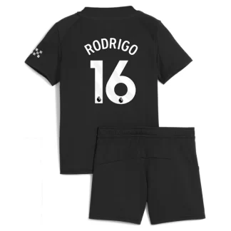 Otroški dresi Kompleti črna Manchester City Gostujoči 2025-26 tisk Rodrigo 16