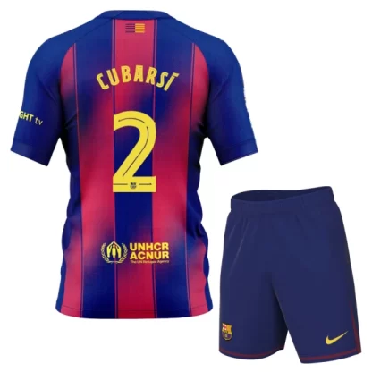 Otroški Nogometni Dres komplet FC Barcelona Domači 2025-26 Pau Cubarsi 2
