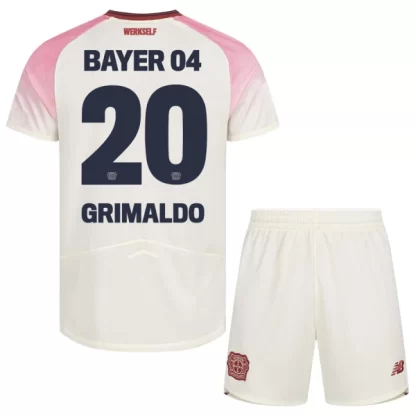 Otroški Nogometni dresi Bayer 04 Leverkusen Alejandro Grimaldo #20 Gostujoči 2025-26