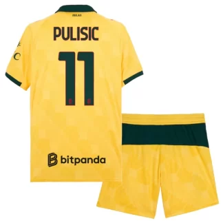 Otroški Nogometni Dresi komplet AC Milan Christian Pulisic #11 Tretji 2025-26 rumena
